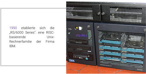 1990 etablierte sich die „RS/6000 Series“: eine RISC-basierende Unix-Rechnerfamilie der Firma IBM.